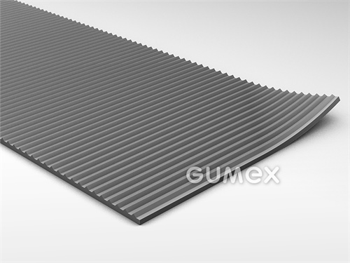 Dielektrický koberec S7, hrúbka 3mm, šírka 1200mm, 65°ShA, kategória 2-17kV, IEC 61111:2002, SBR, dezén pozdĺžne ryhovaný, -25°C/+50°C, šedý